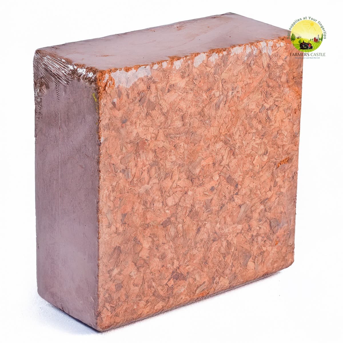 5kg cocopeat block wrapped - front view